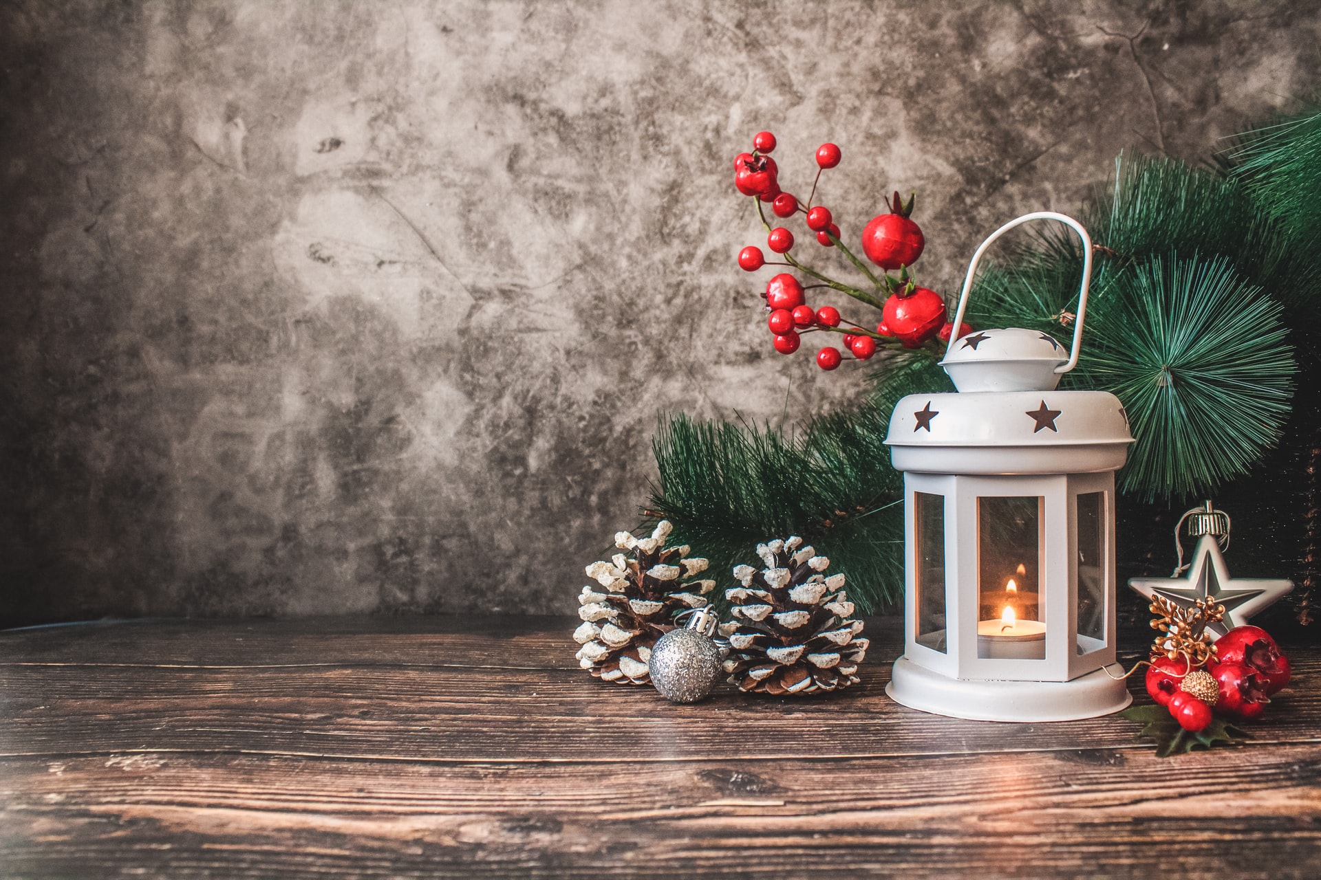 Holiday scene with candle